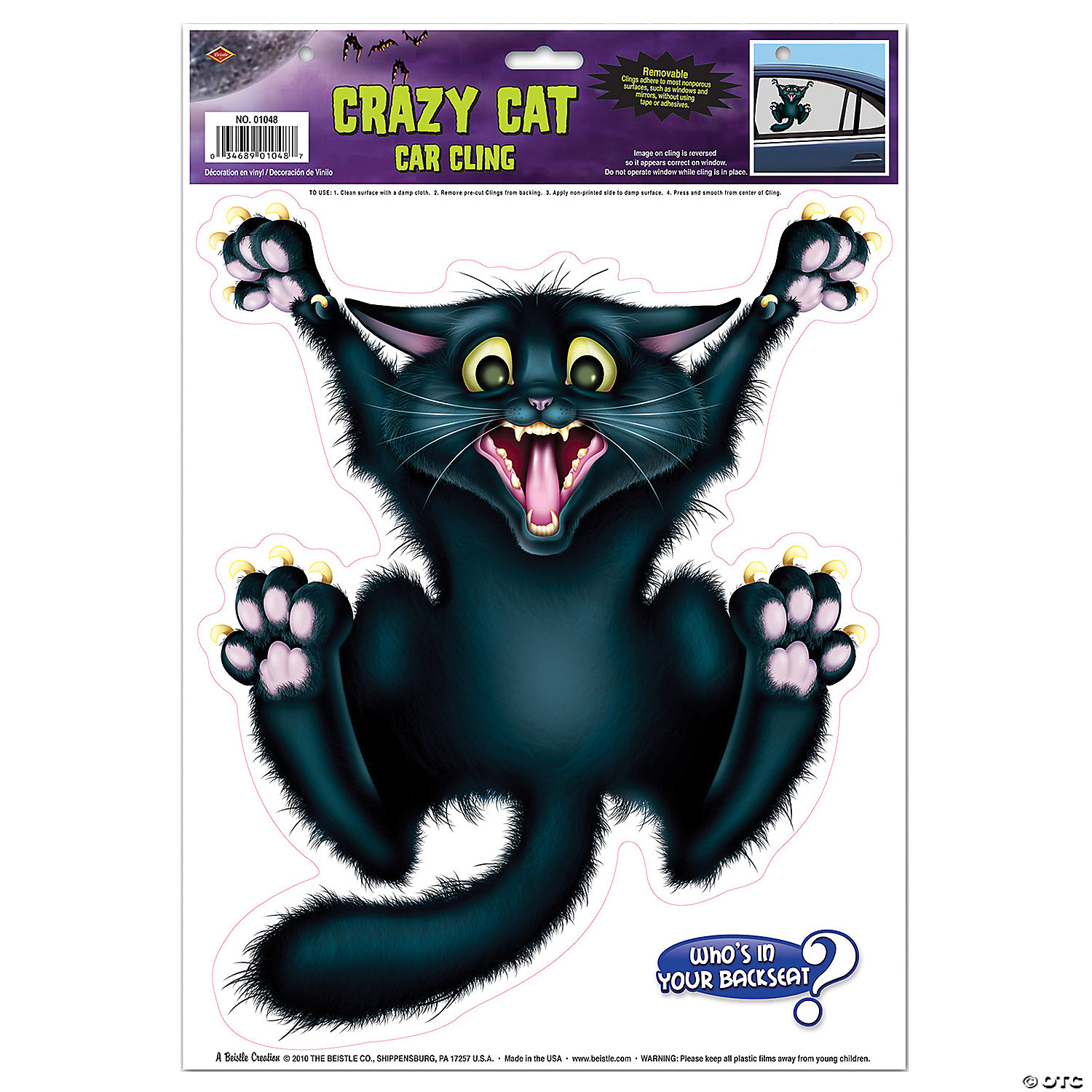 CRAZY CAT CAR CLING - HALLOWEEN