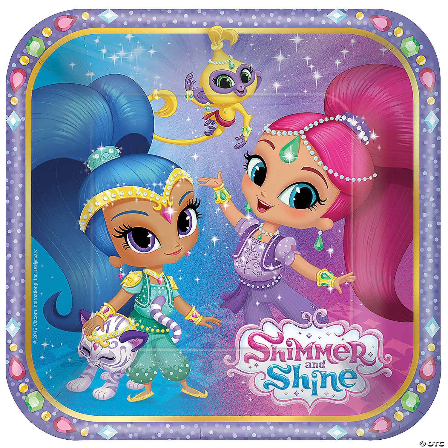 SHIMMER AND SHINE 7IN SQUARE PLATES - BIRTHDAY