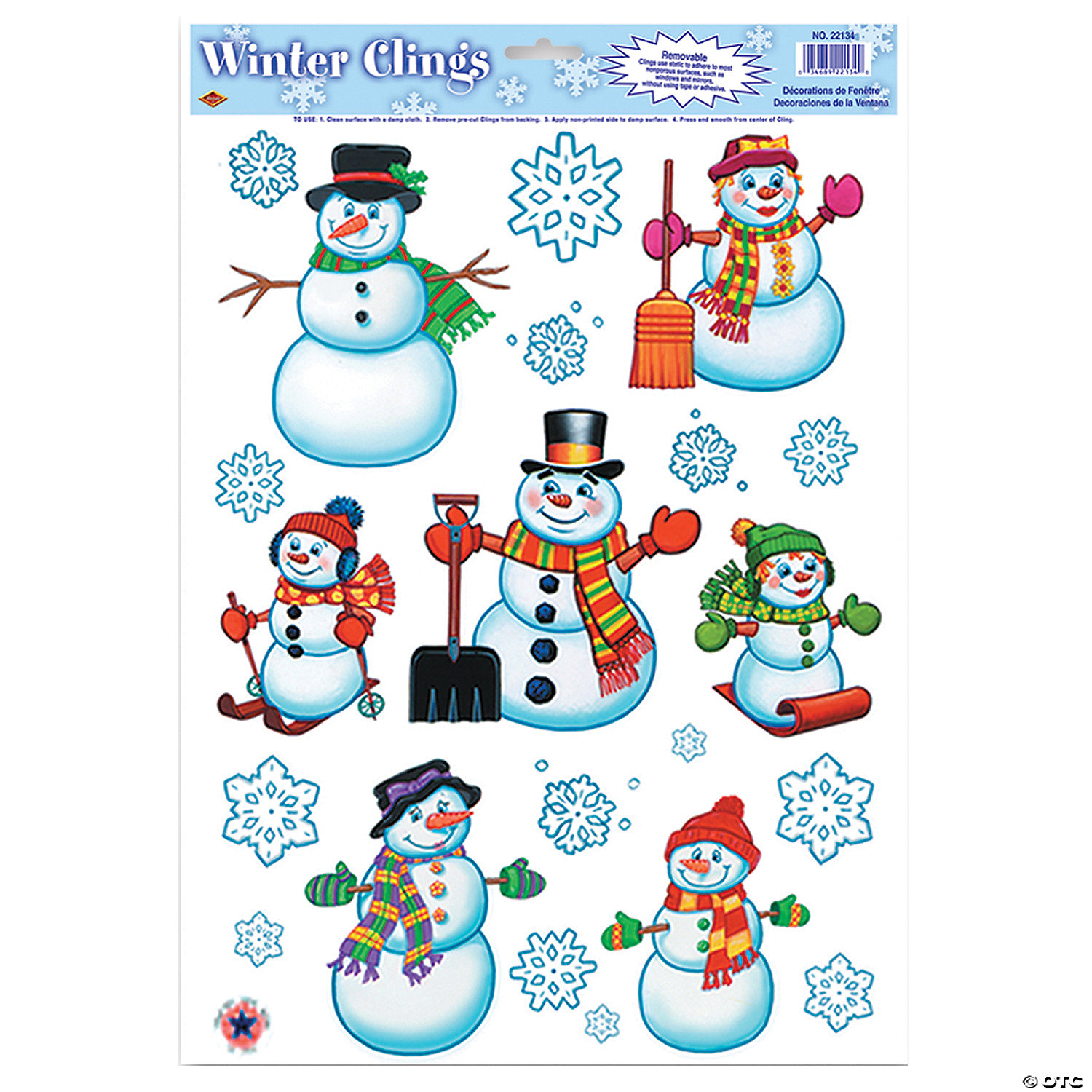 SNOWMAN AND SNOWFLAKE WINDOW CLINGS - CHRISTMAS