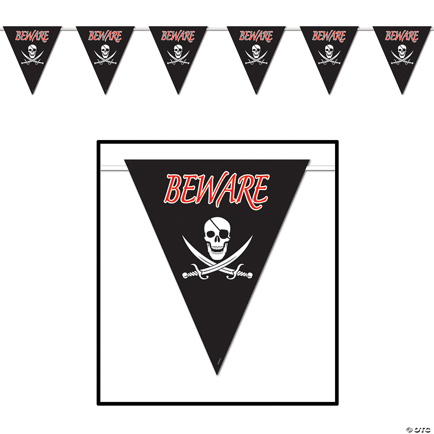 BEWARE OF PIRATES GIANT PENNANT BANNER - HALLOWEEN