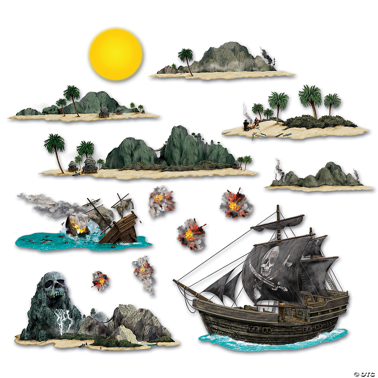 PIRATE SHIP AND ISLAND PROPS - HALLOWEEN