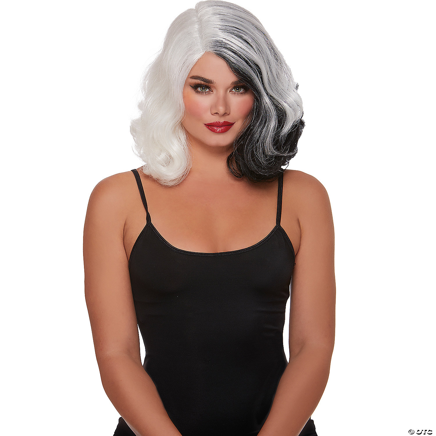 SPLIT HUES GLAM WIG BLACK WHIT - HALLOWEEN