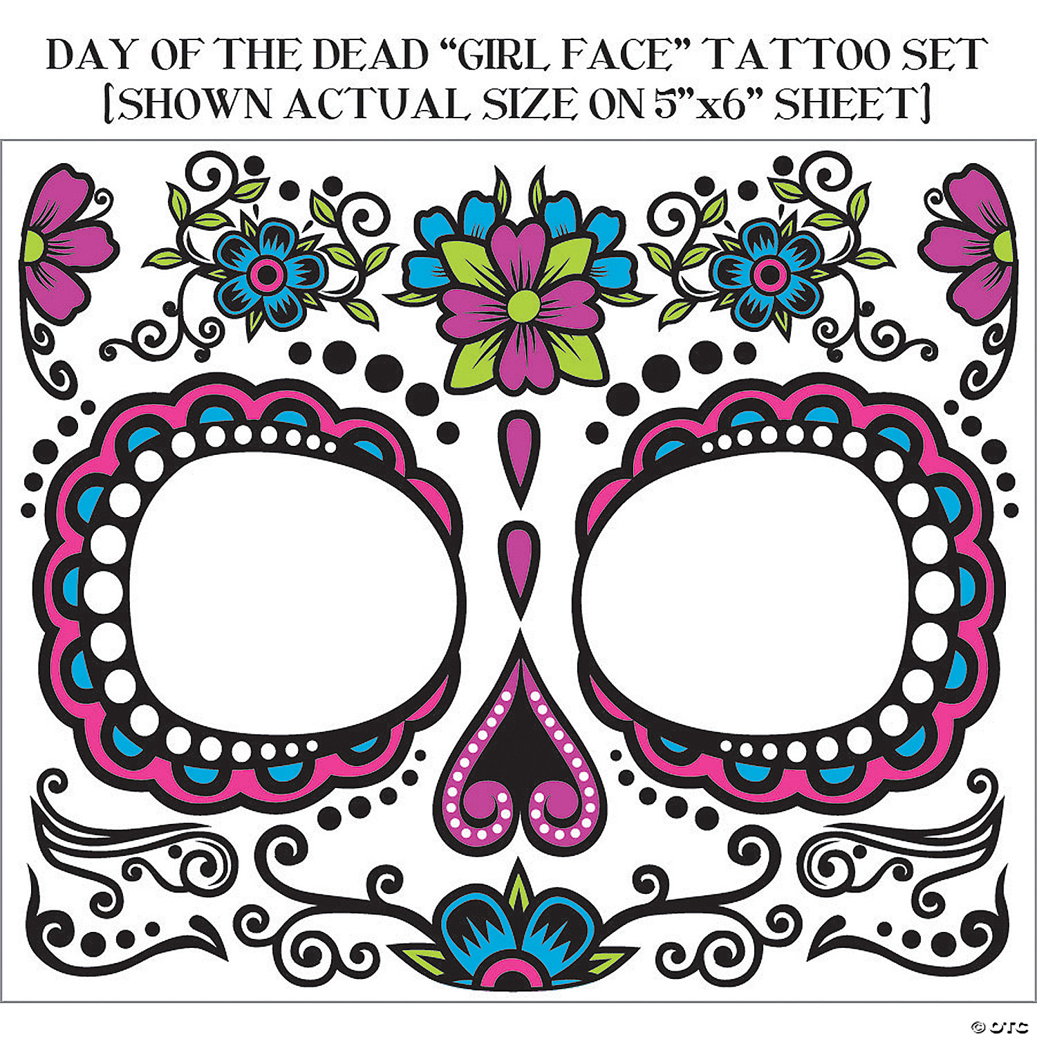 DAY OF THE DEAD FACE TATTOO - HALLOWEEN
