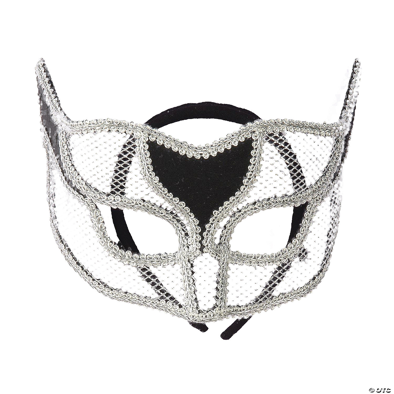 SILVER NETTED MASK - MARDI GRAS