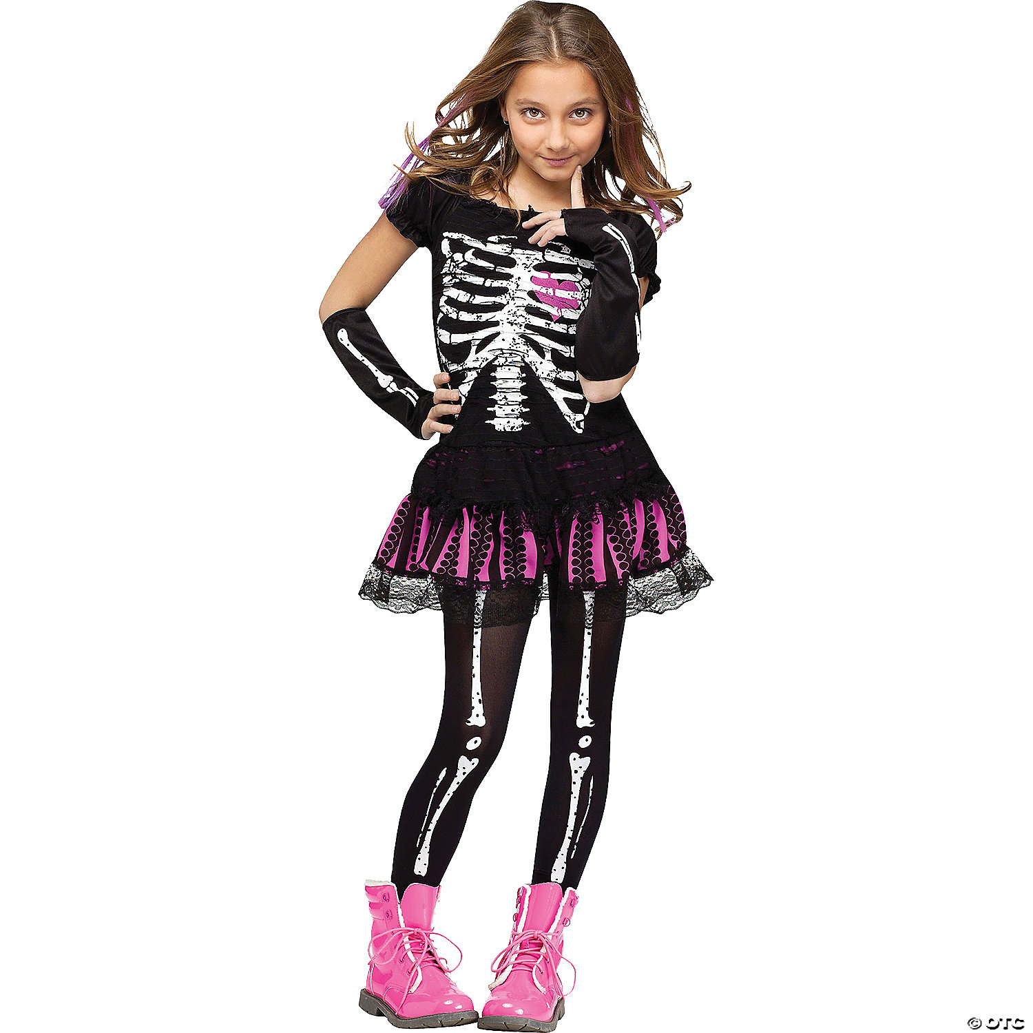 GIRL'S SKELETON COSTUME FW112562 - HALLOWEEN