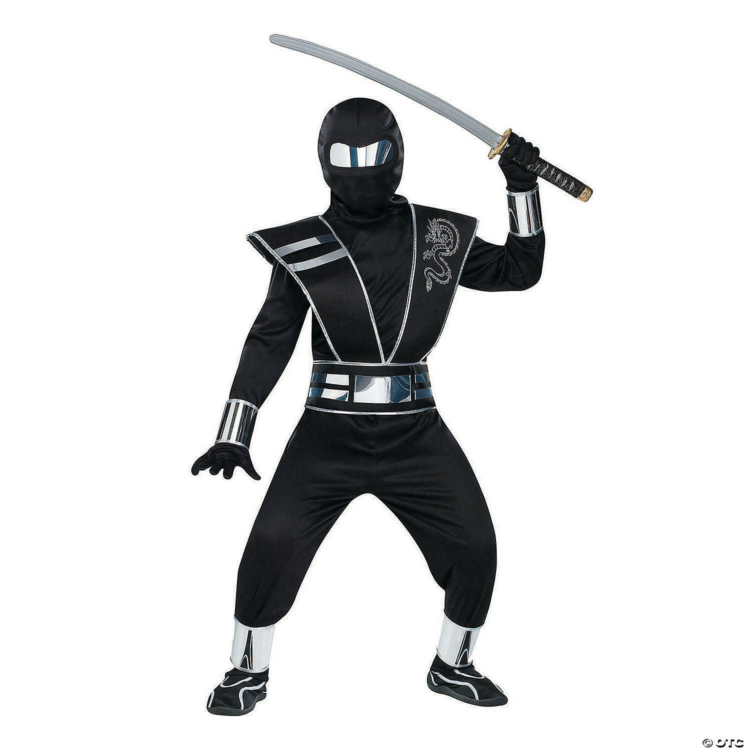 SILVER MIRROR NINJA CHLD LG 12 - HALLOWEEN