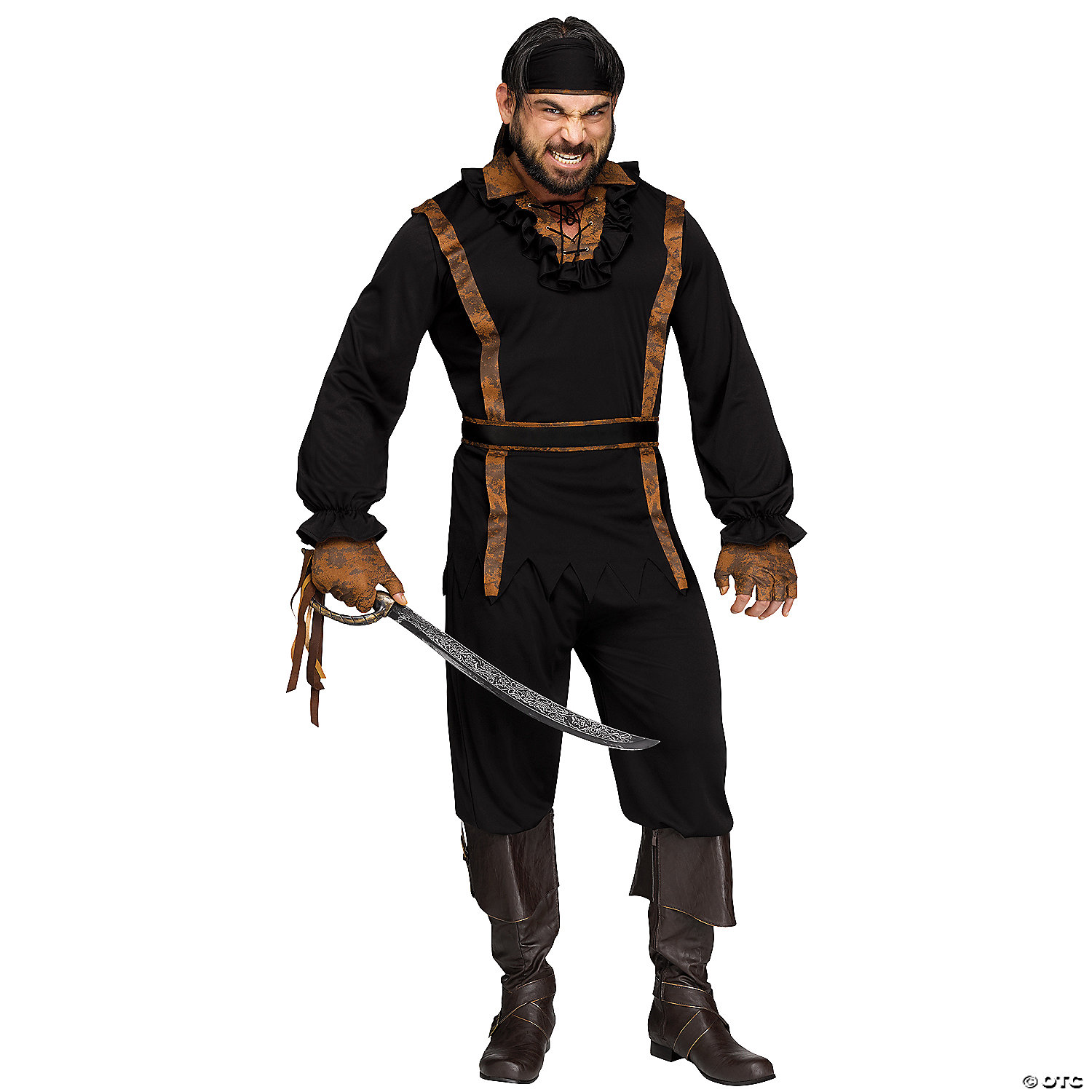 MEN'S PLUS SIZE DARK PIRATE COSTUME - HALLOWEEN