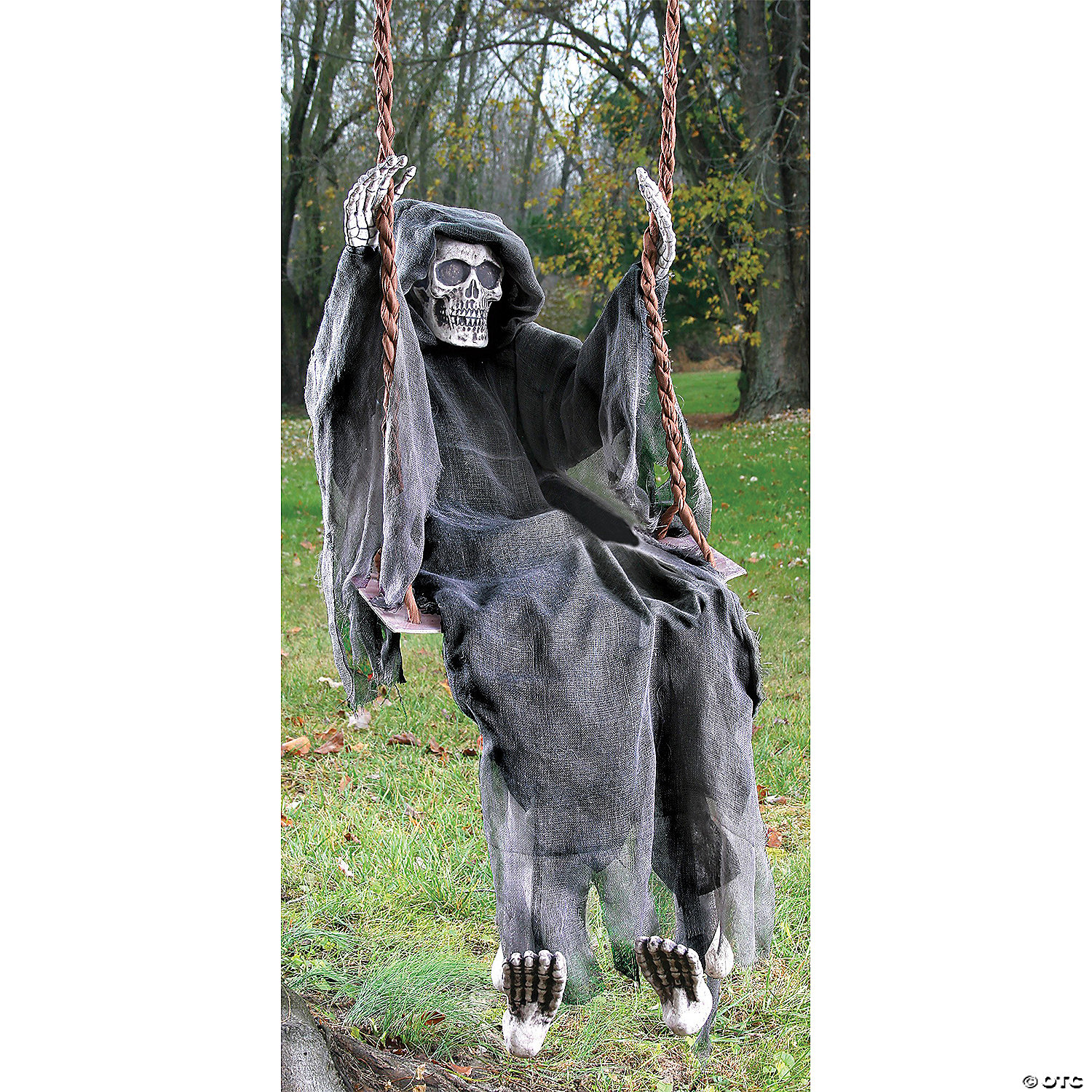 DEAD REAPER OR WITCH PROP ON SWING - HALLOWEEN