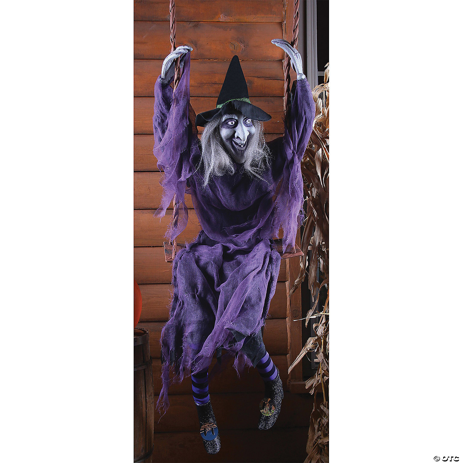 DEAD REAPER OR WITCH PROP ON SWING - HALLOWEEN