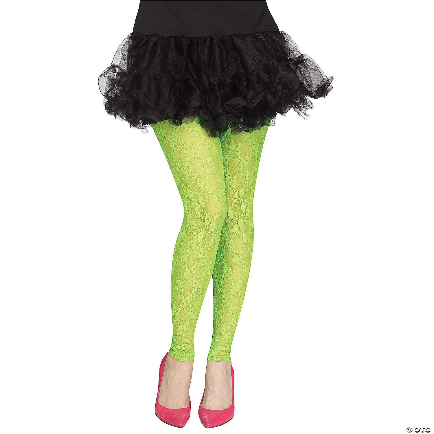 80'S LACE FOOTLESS GREEN TIGHTS - HALLOWEEN