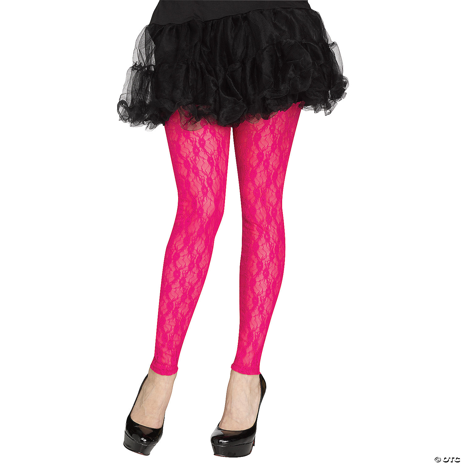 80'S LACE FOOTLESS PINK TIGHTS - HALLOWEEN